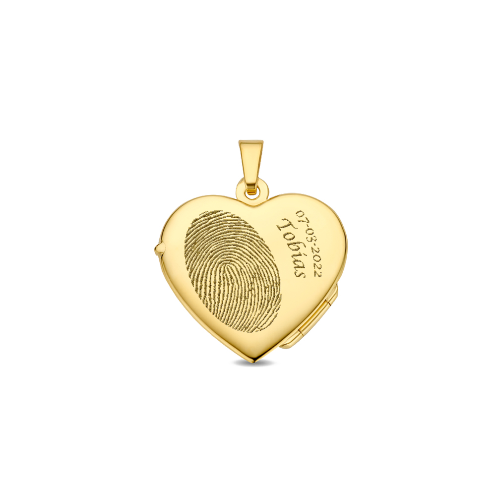 Gouden Medaillon hart met gravure