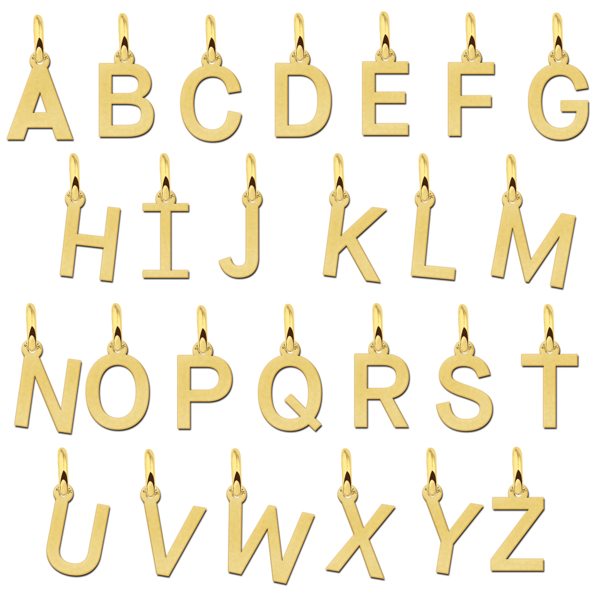 Minimalistische letter hanger van goud