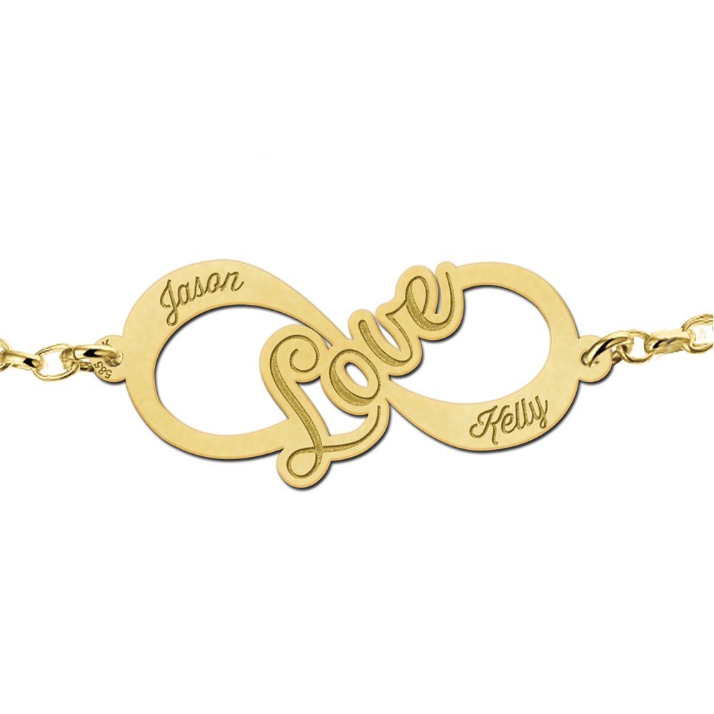 Gouden infinity armband "Love"