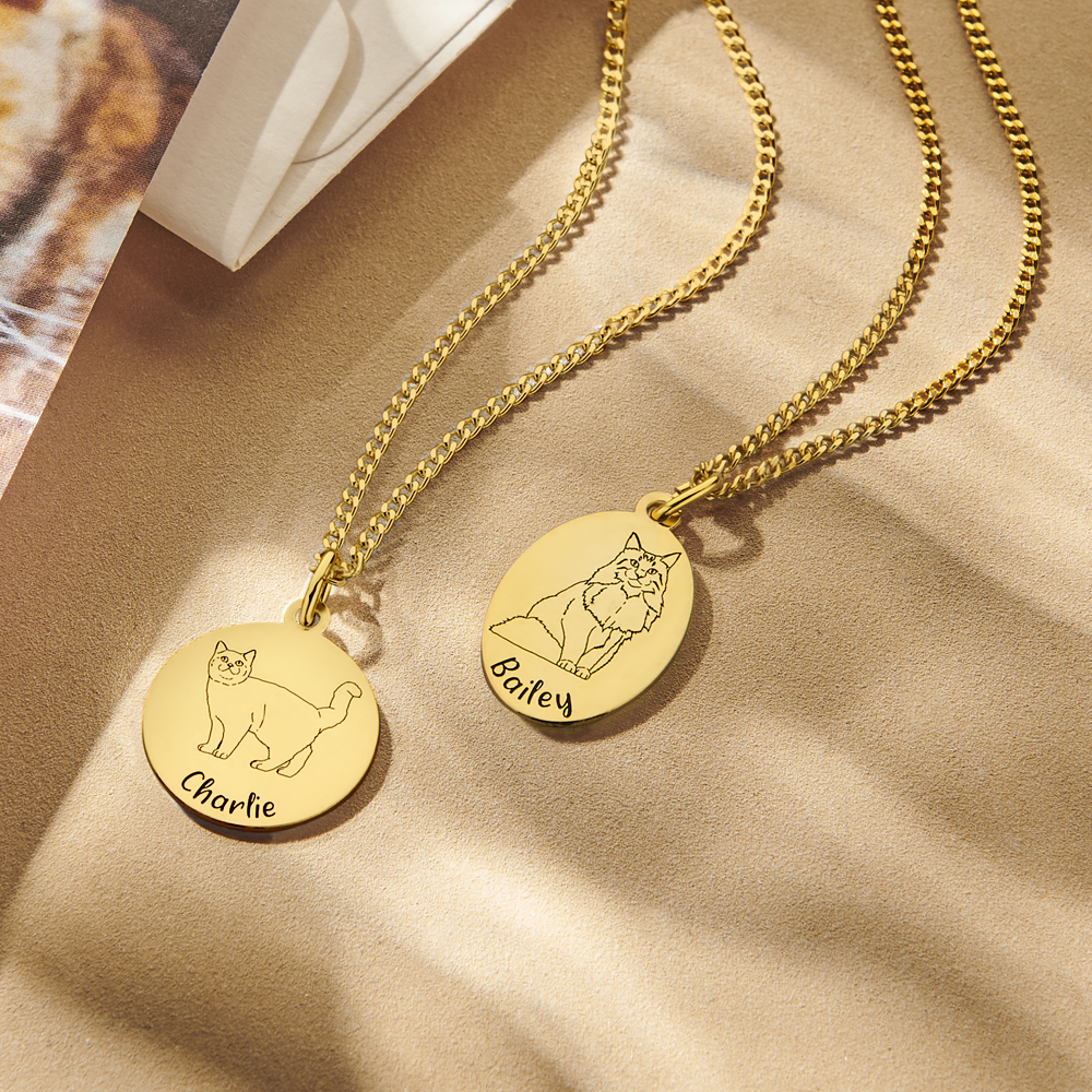 Personaliseerde hanger kat Noorse boskat goud