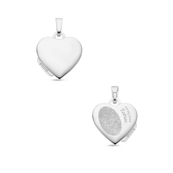Zilveren hart Medaillon met namen - klein