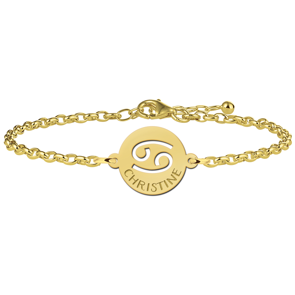 Vergulde sterrenbeeld armband Kreeft met naam