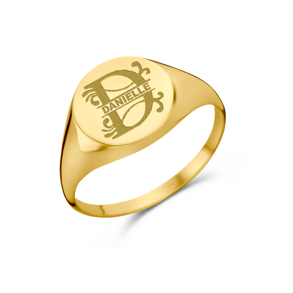 Sieraden Ringen Zegelringen gepersonaliseerde zegel ring-gepersonaliseerde sieraden-monogram sieraden-kerstcadeaus-geschenken voor haar-gouden zegel ring-monogram ring-zegel ring 