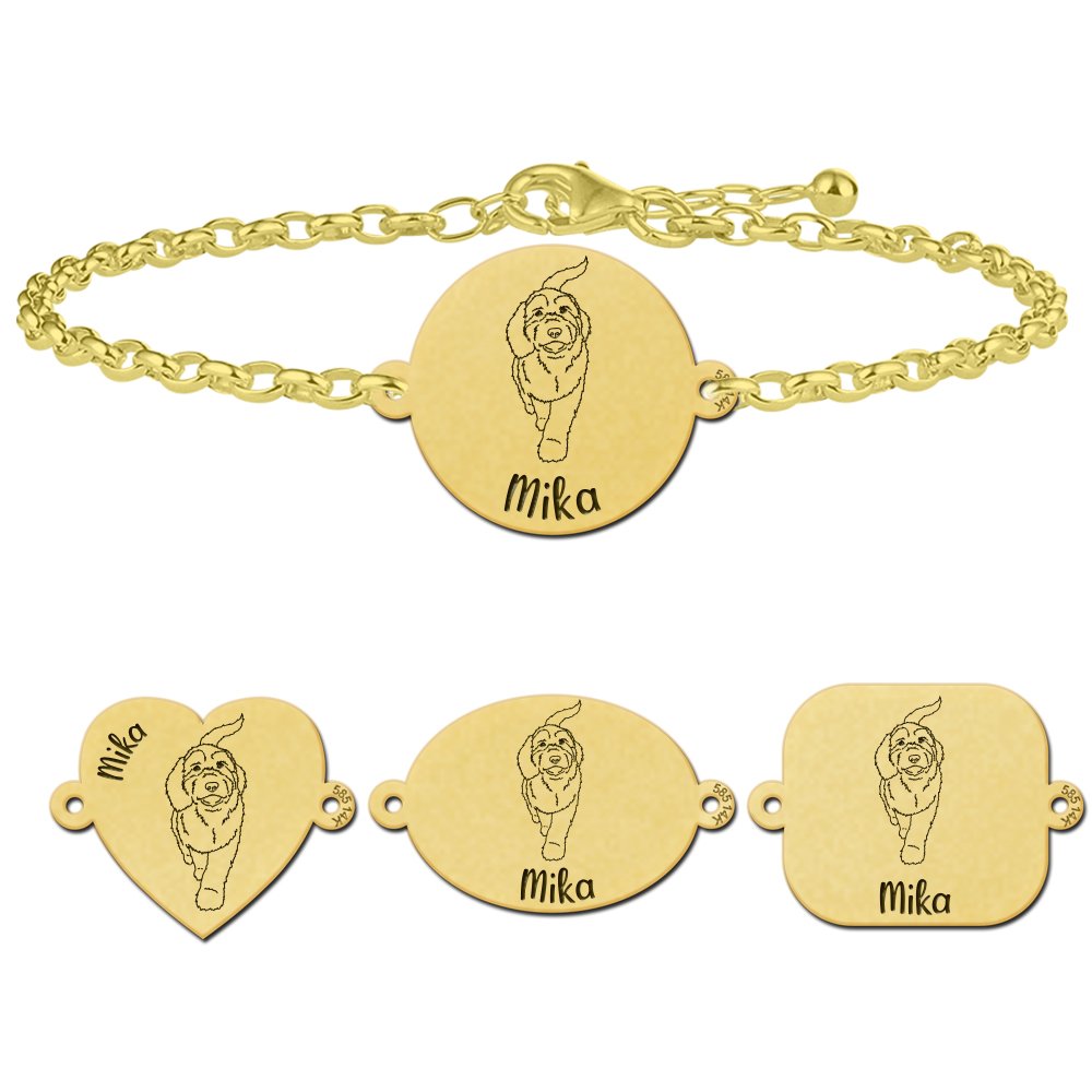 Gouden armband met hond Labradoodle