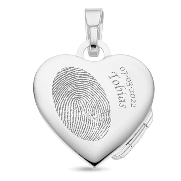 Zilveren Medaillon in hartvorm met gravure - groot