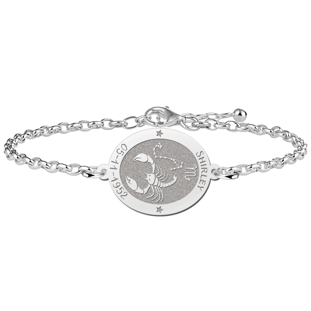 Zilveren armband sterrenbeeld ovaal Schorpioen