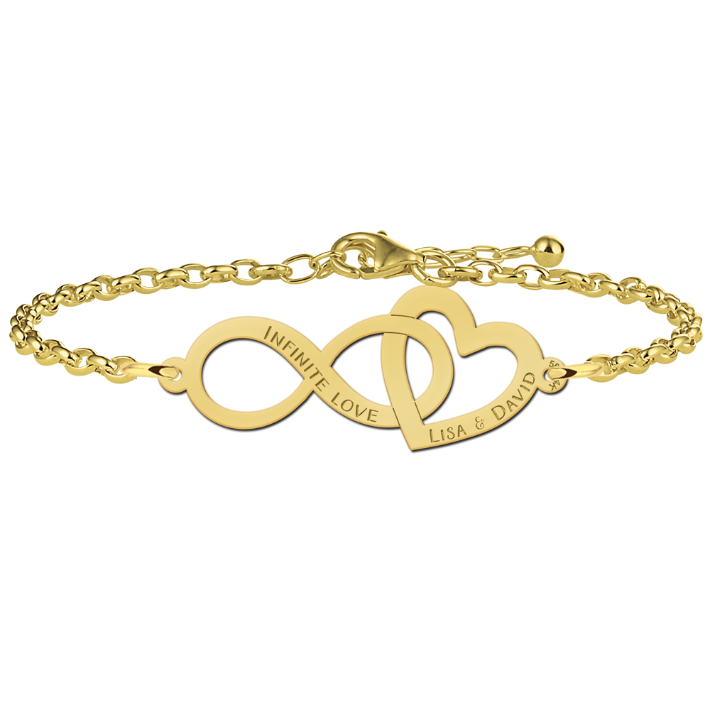 paneel nauwelijks iets Armband met infinity en hartje goud