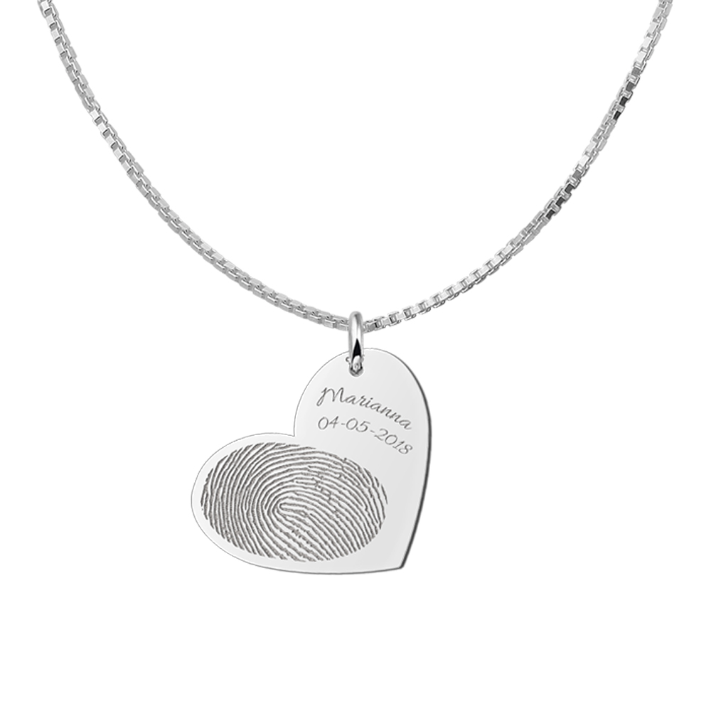 Vingerafdruk harthanger van zilver