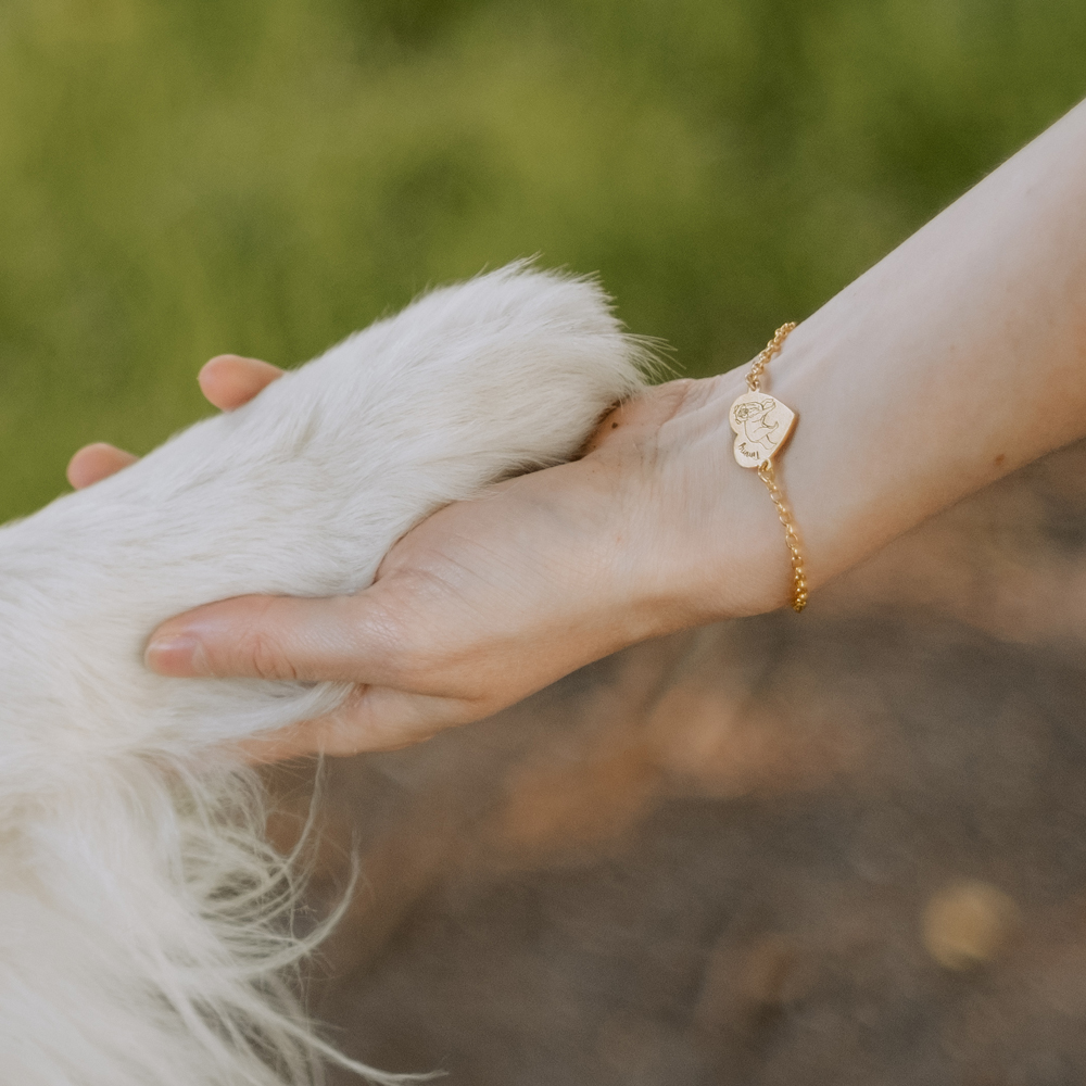 Gouden naamarmband met hond Golden Retriever