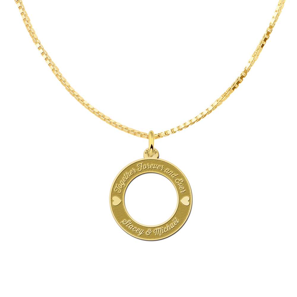 Gouden hartjes hangers 20mm met tekst