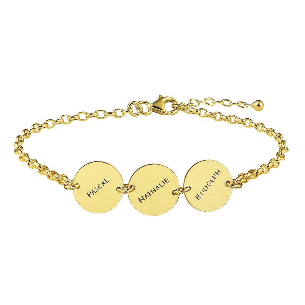 Gouden armband drie rondjes met naam