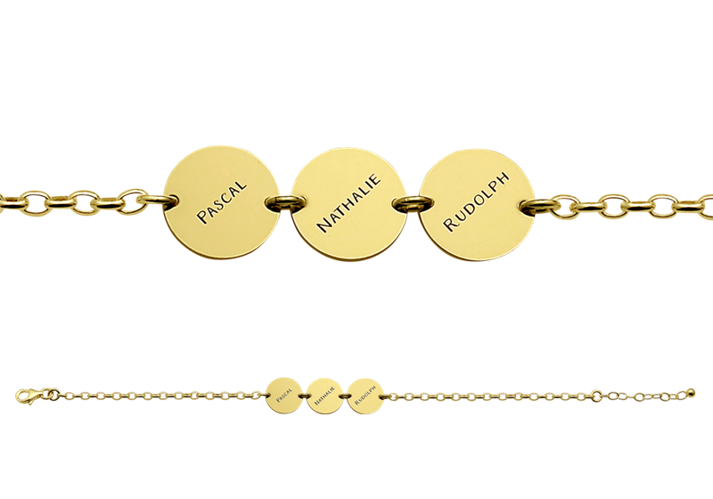 Gouden armband drie rondjes met naam