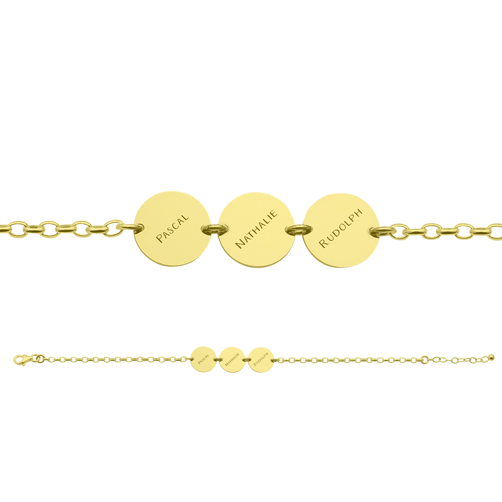 Gouden armband drie rondjes met naam