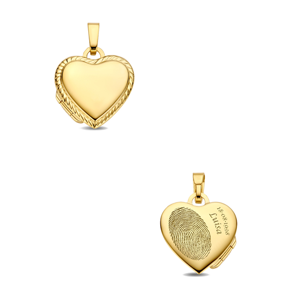 Gouden hart Medaillon met een versierde rand