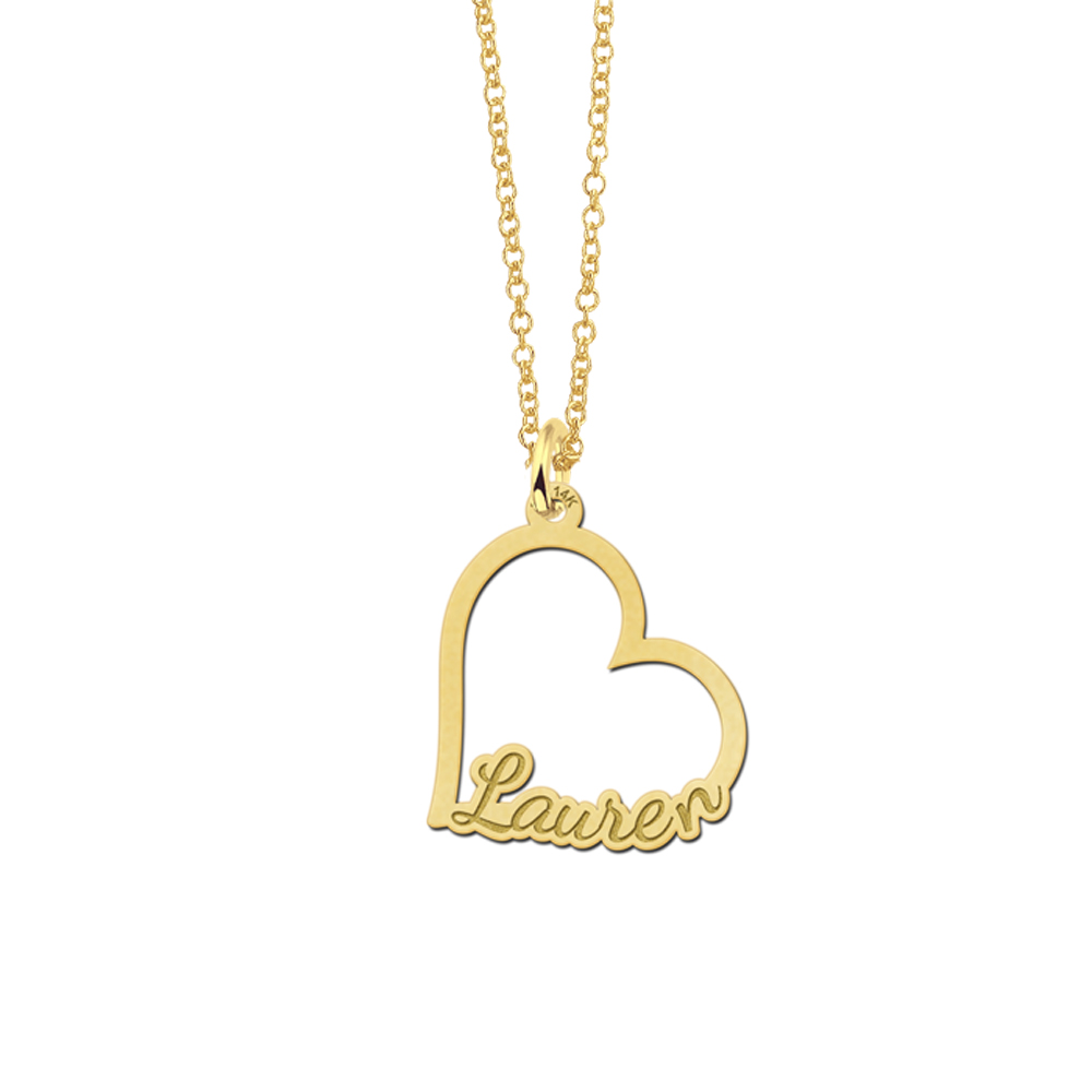 Gouden hart hanger met naam