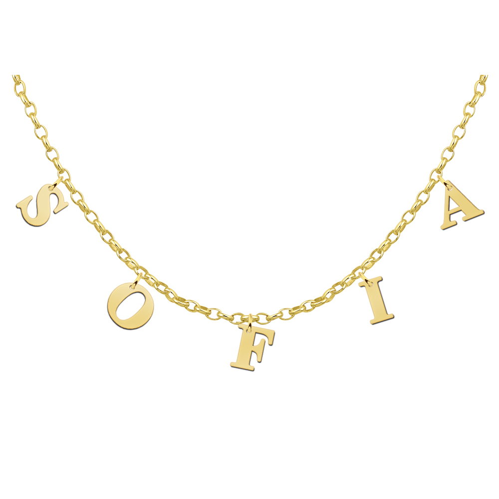 leerling Verkleuren band Naamketting goud letters