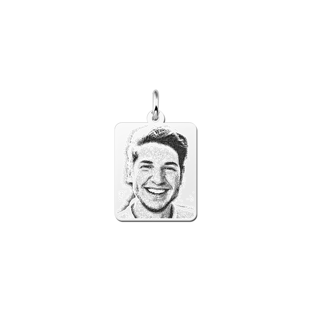 Zilveren dogtag hanger met foto