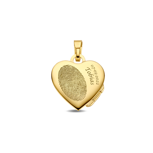 Gouden hartjes medaillon met gravure - klein
