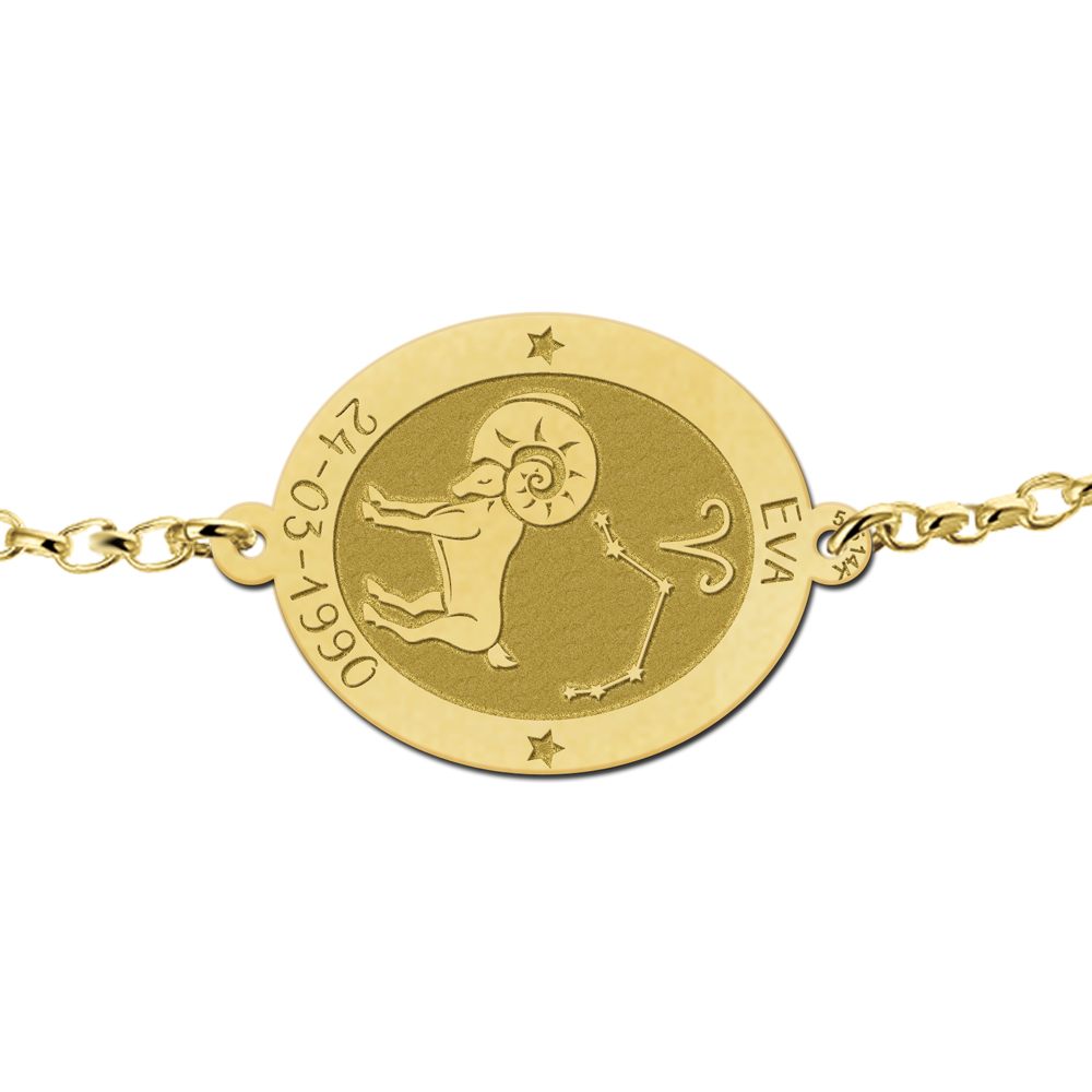 Gouden armband sterrenbeeld ovaal Ram