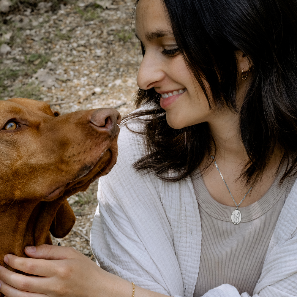 Beagle hanger met naam zilver