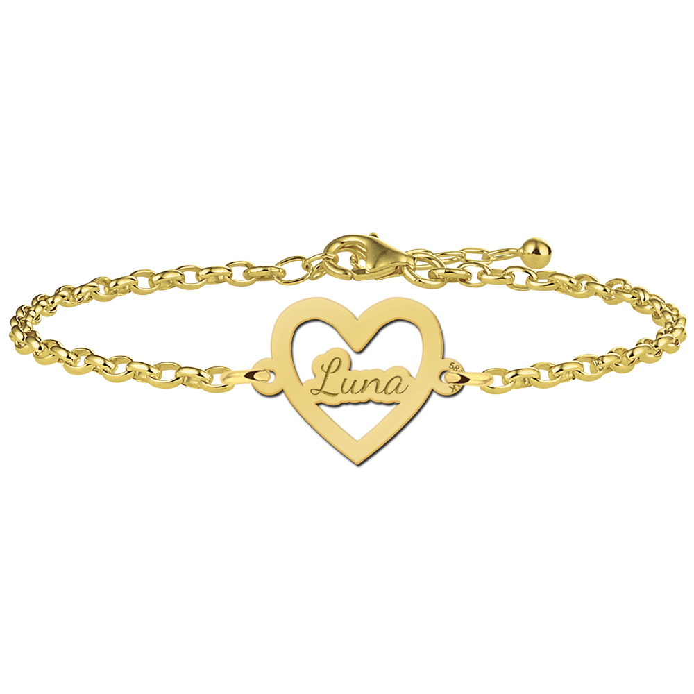 Gouden armband met hartje en gravure