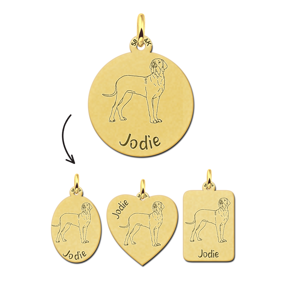 Gouden honden ketting met gravure Great Dane/Duitse Dog