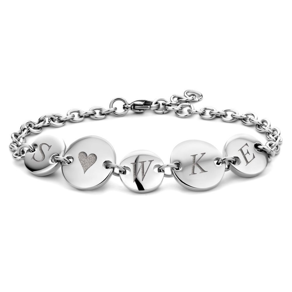 Stalen armband met rondjes en initialen