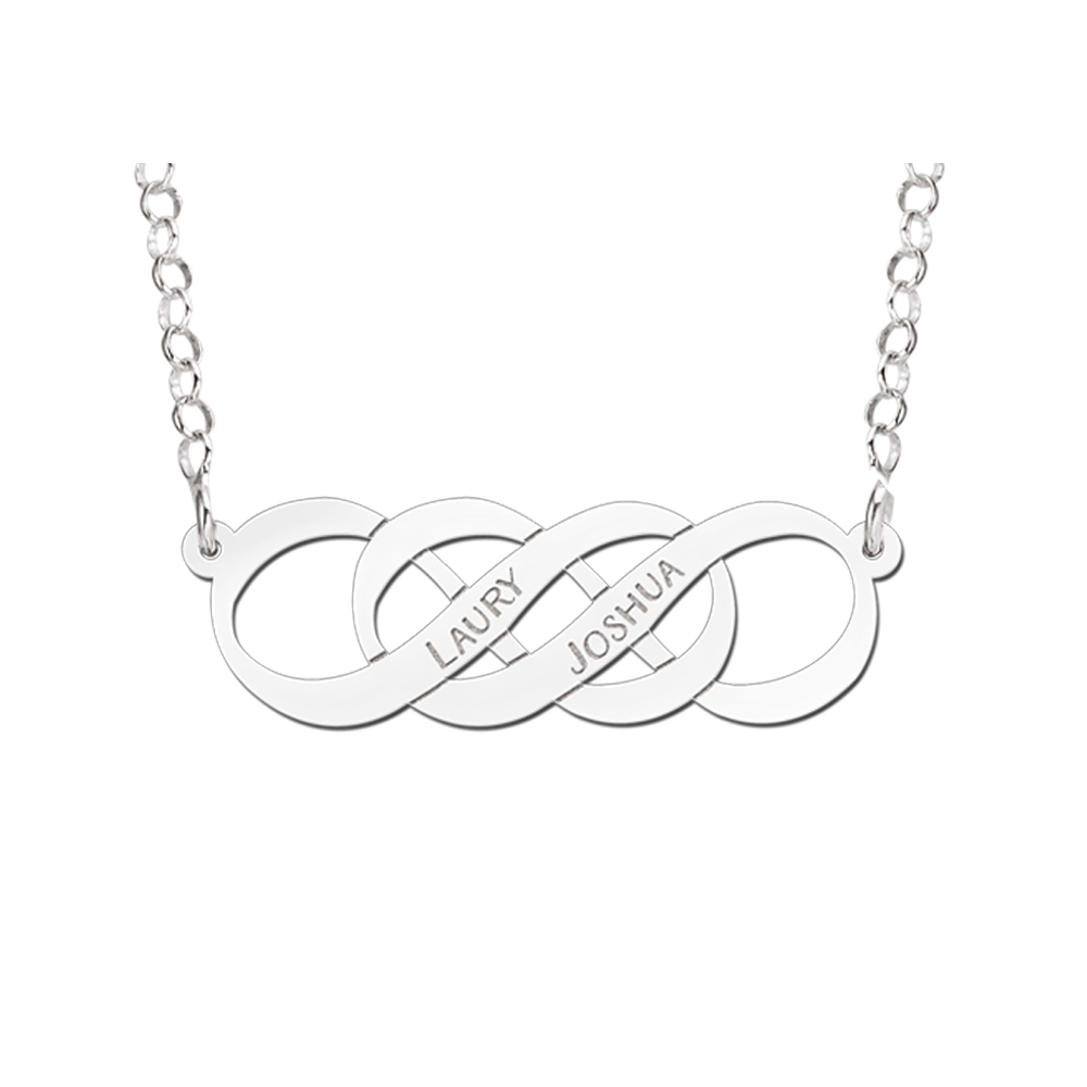 Zilveren ketting dubbel infinity symbool