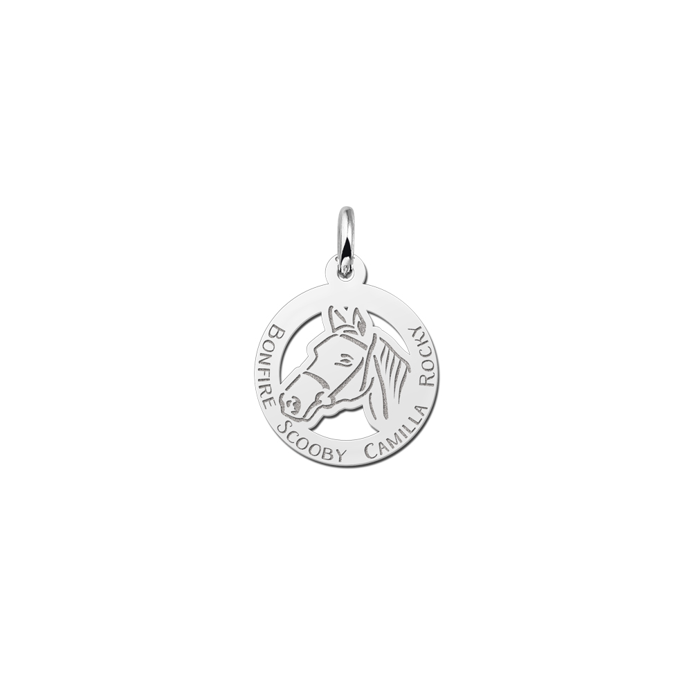 Zilveren paardenhoofd hanger met naam