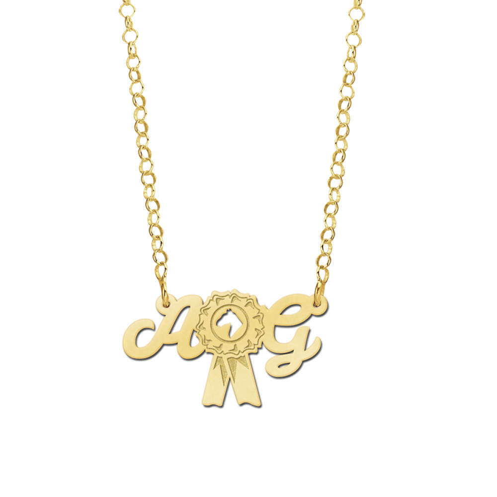 Gouden paarden ketting rozet