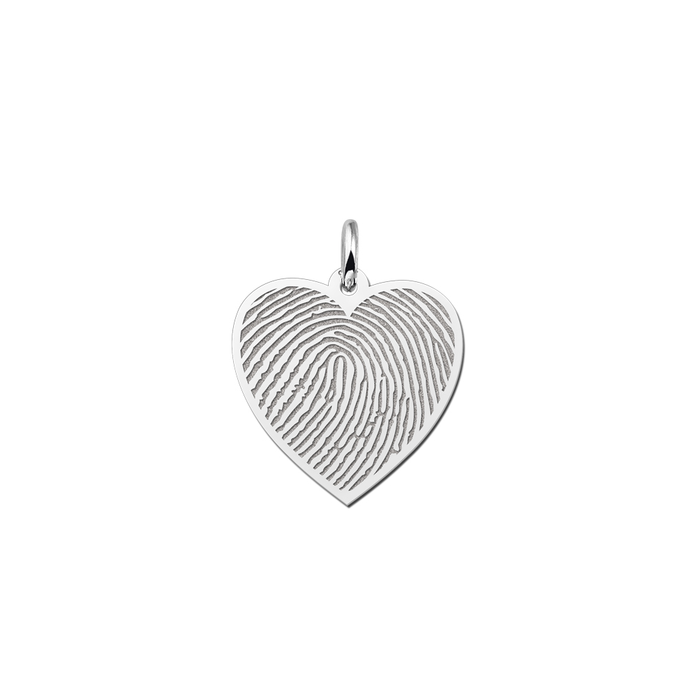 Vingerafdruk sieraad hart in zilver Vingerafdruk sieraad hart in zilver