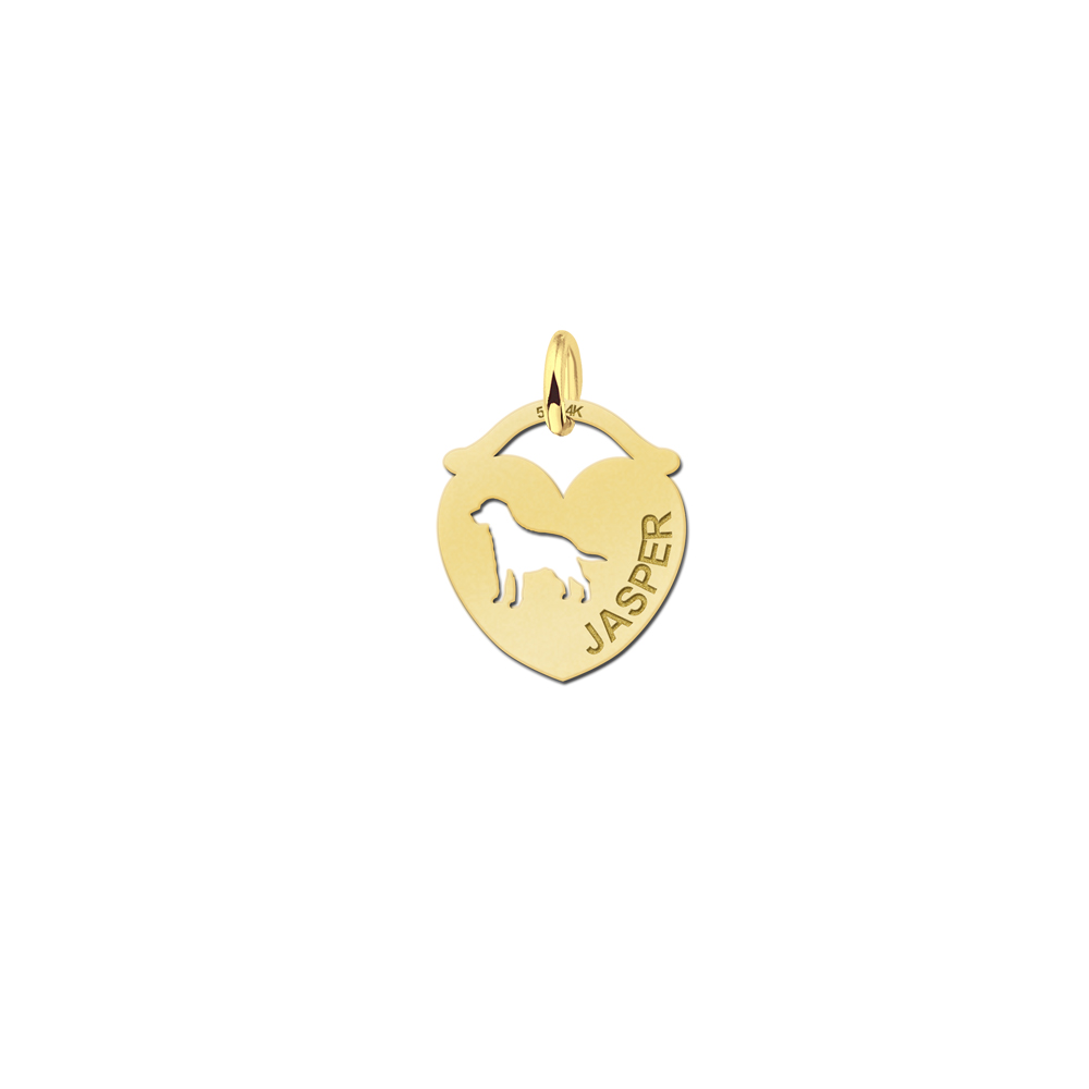 Gouden dieren hart hanger hond