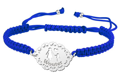 Zilveren moeder armband shamballa blauw - zoon Zilveren moeder armband shamballa blauw - zoon