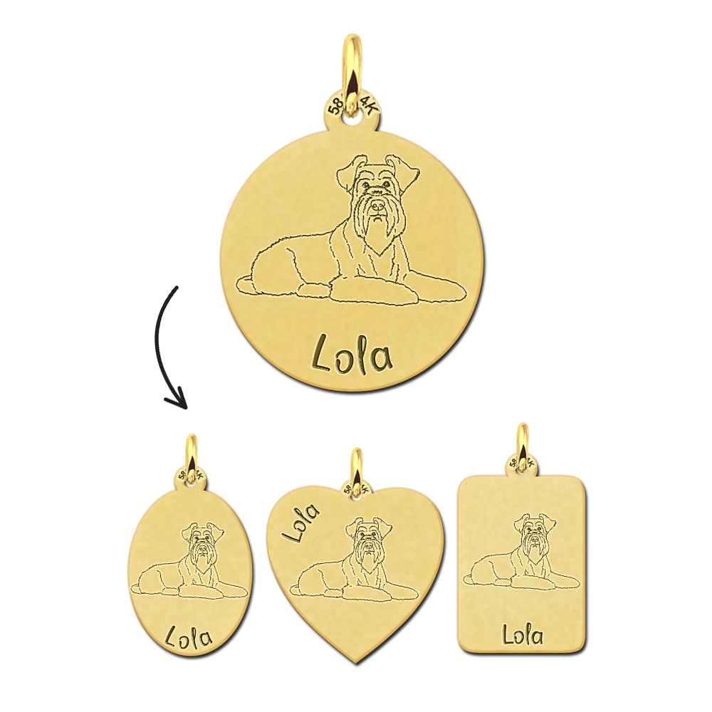 Gouden ketting met honden gravure Miniatuur Schnauzer