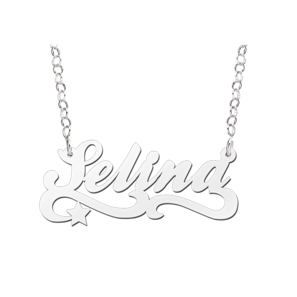 Zilveren naamketting model Selina