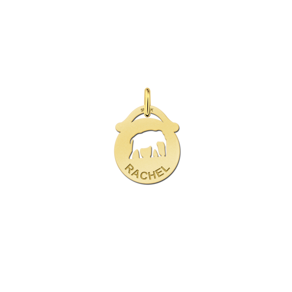 Gouden hangertje olifant met naam