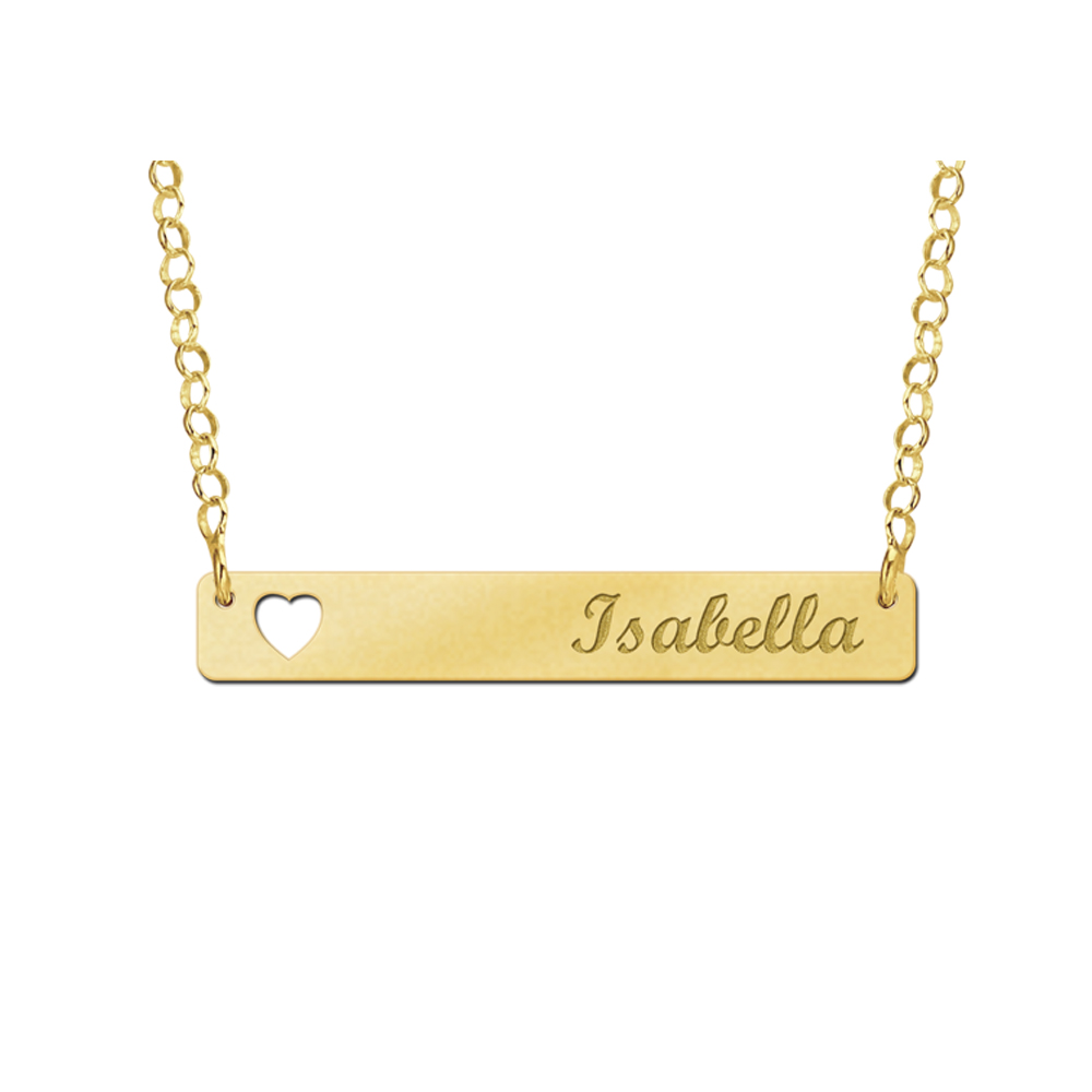 Gouden Bar naamketting met Hartje Gouden Bar naamketting met Hartje
