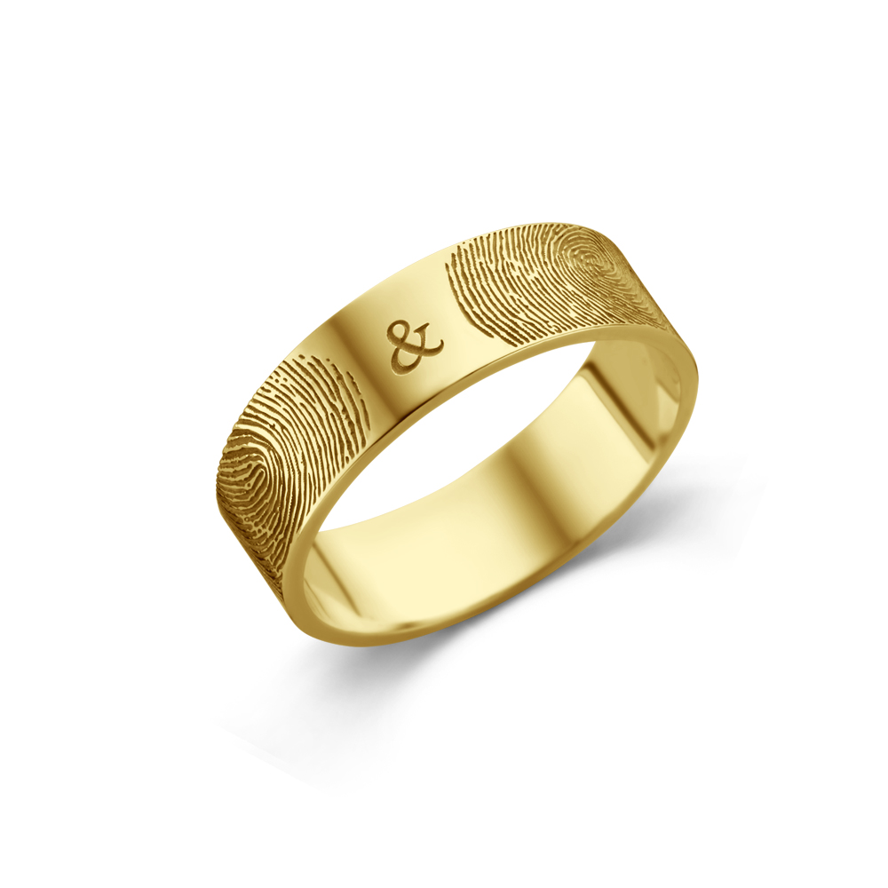 Ring met twee vingerafdrukken goud - 6 mm vlak
