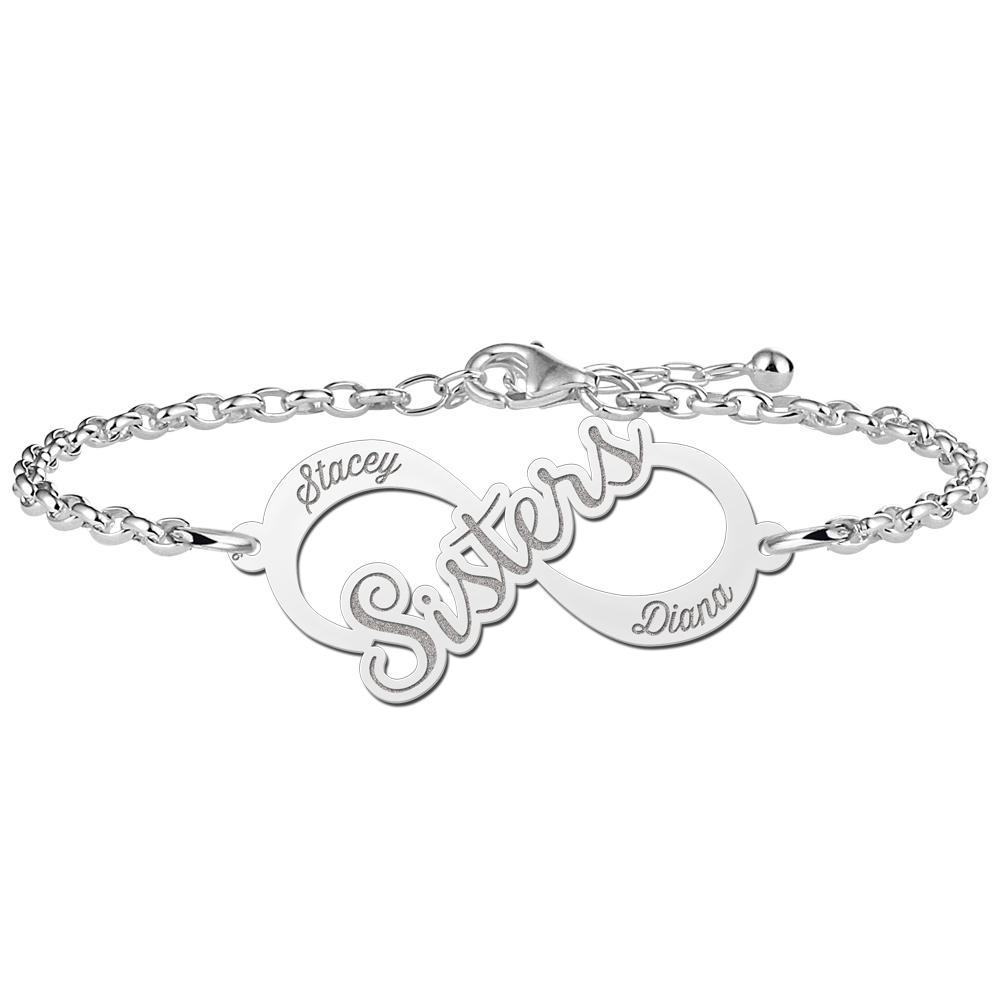 Zilveren infinity armband sisters