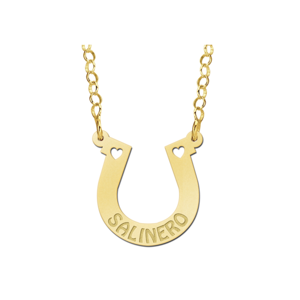 Gouden paarden ketting met naam