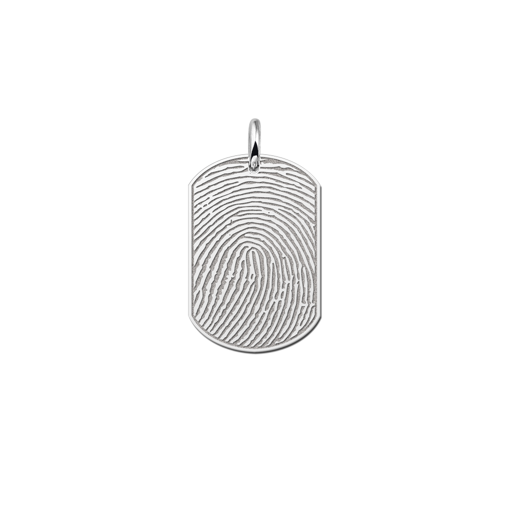 Dogtag Vingerafdruk hanger van zilver