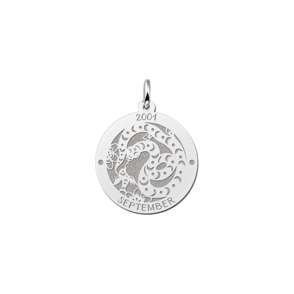 Zilveren ronde hanger chinese sterrenbeeld Slang
