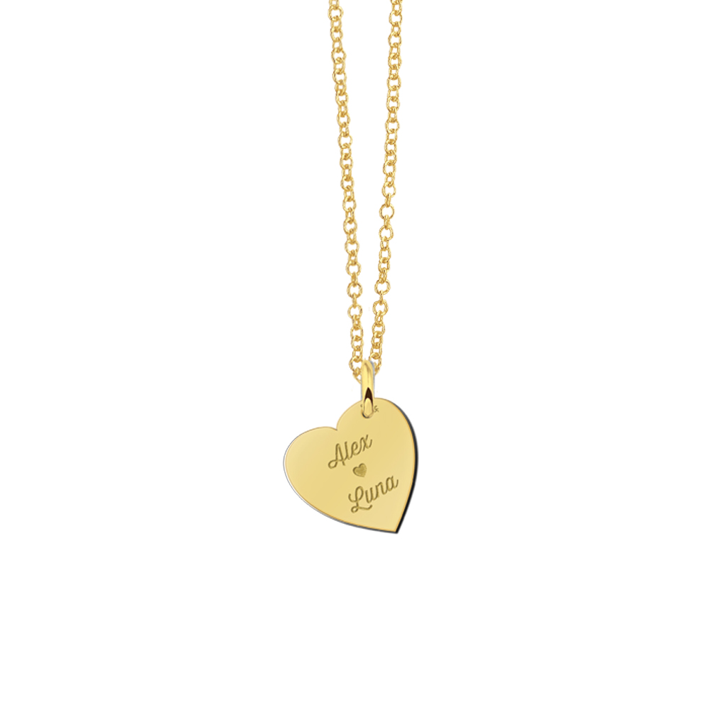 Gouden minimalistische hart hanger met namen
