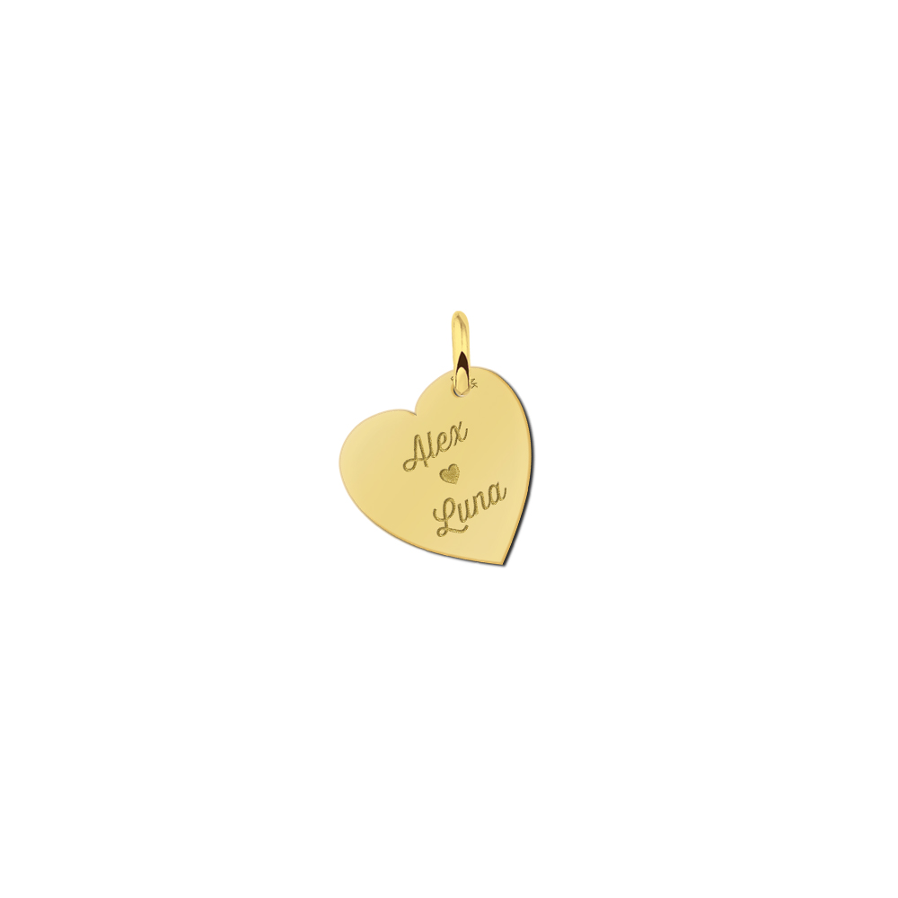 Gouden minimalistische hart hanger met namen