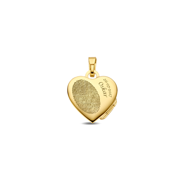Gouden hart Medaillon met gravure in glanzend en mat