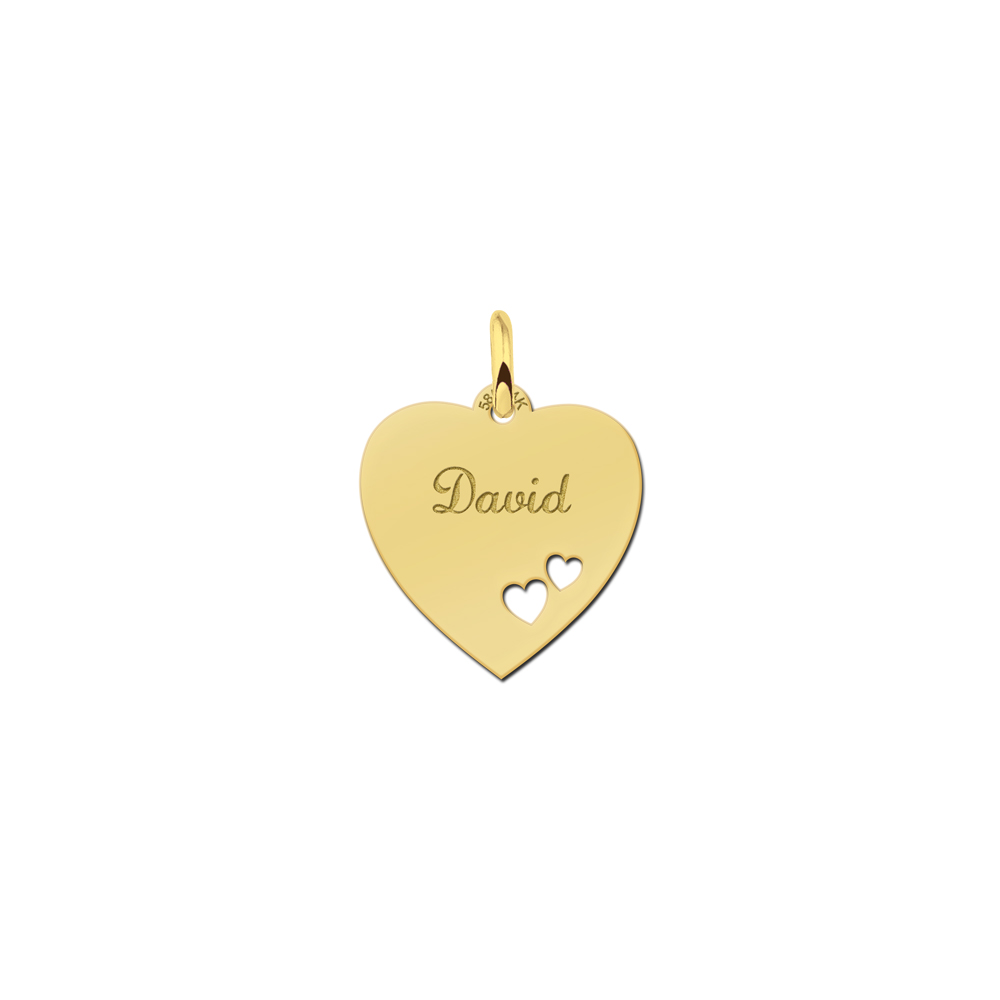 Goud hart met 2 hartjes Goud hart met 2 hartjes