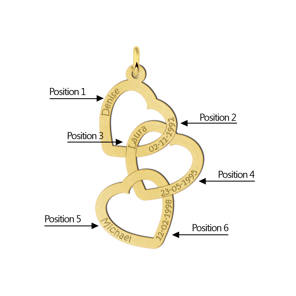 Vergulde hanger drie harten Vergulde hanger drie harten