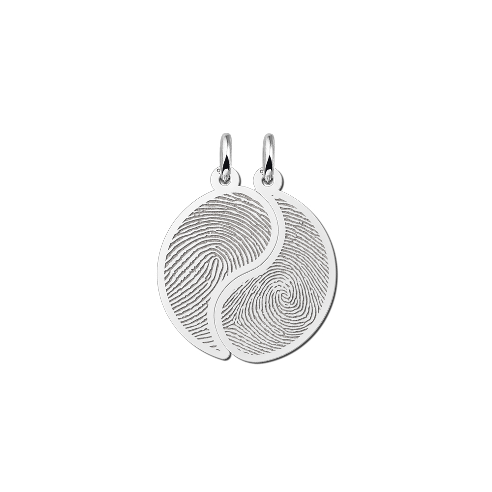 Zilveren vingerafdruk vriendschapsketting Yin Yang Zilveren vingerafdruk vriendschapsketting Yin Yang