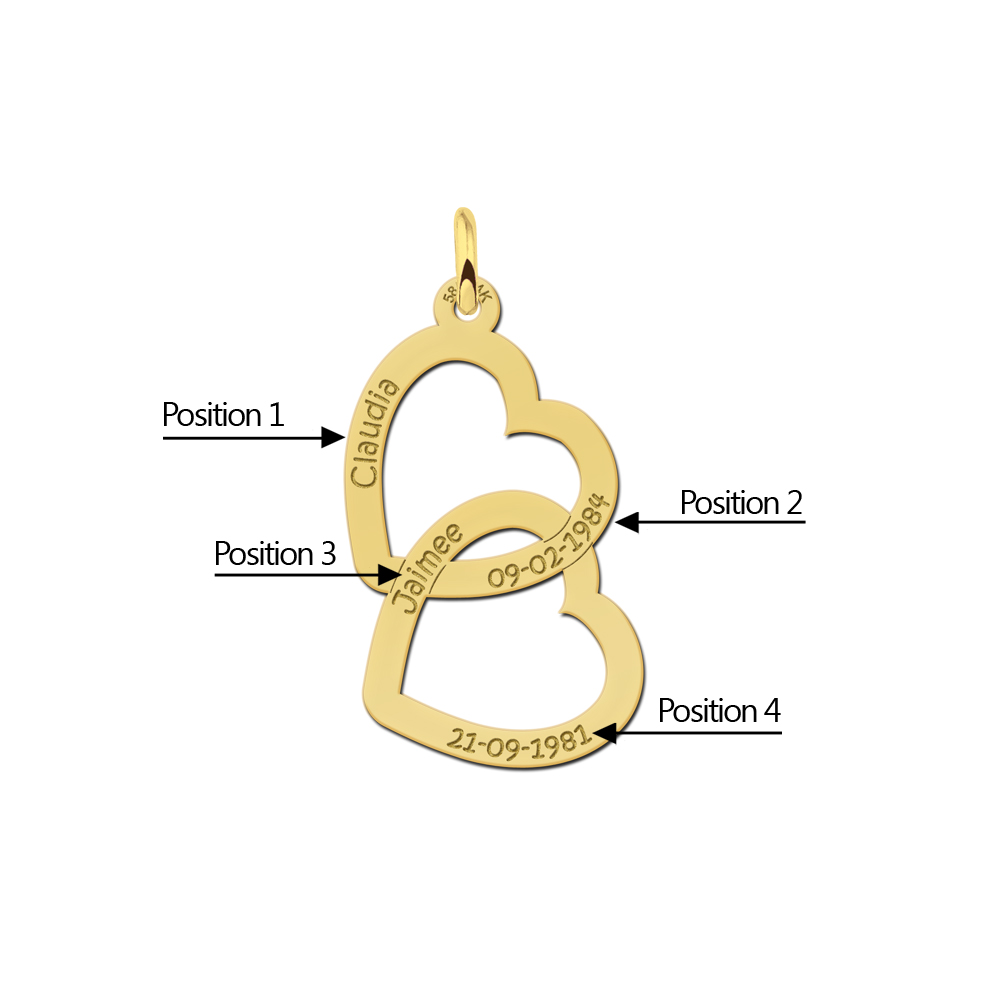 Gouden hanger twee harten Gouden hanger twee harten