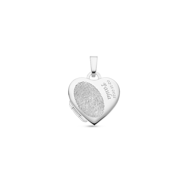 Zilveren hart Medaillon met versiering en namen
